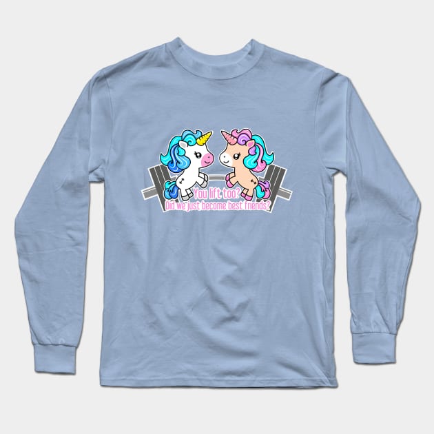 Unicorn fitness friends Long Sleeve T-Shirt by TimAddisonArt